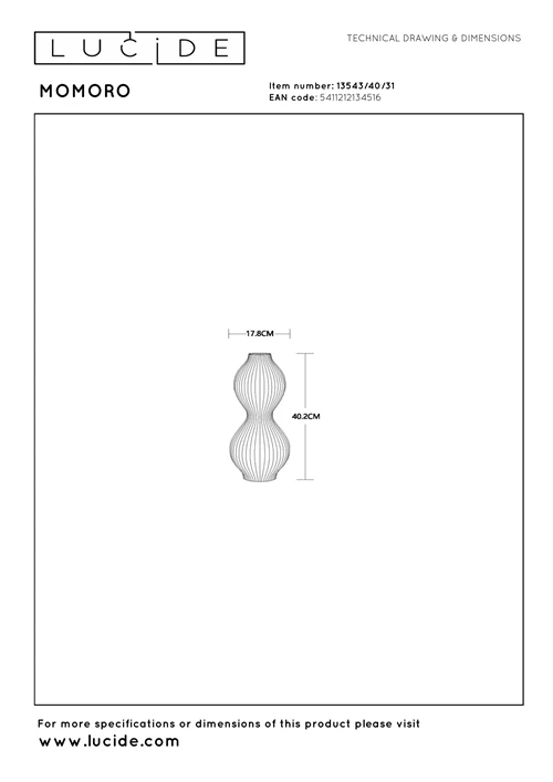 Lucide MOMORO - Table lamp - 1xE14 - White - technical